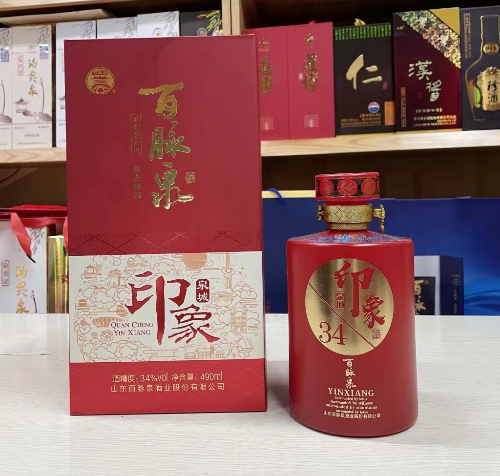 山东济南特产 百脉泉清照34度 泉城印象红浓香型白酒 整箱6瓶章丘