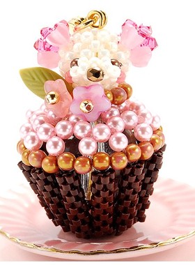 DIY手工串珠进口米珠/水晶珠材料包小熊布丁甜点蛋糕日文走线教程