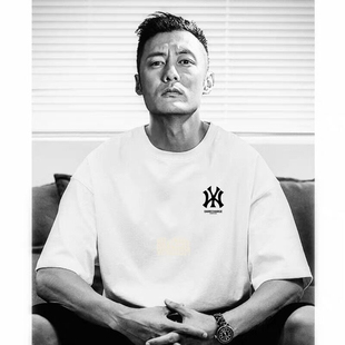 夏季纯棉短袖t恤男士余文乐ins潮牌港风宽松大码简约半袖情侣体恤