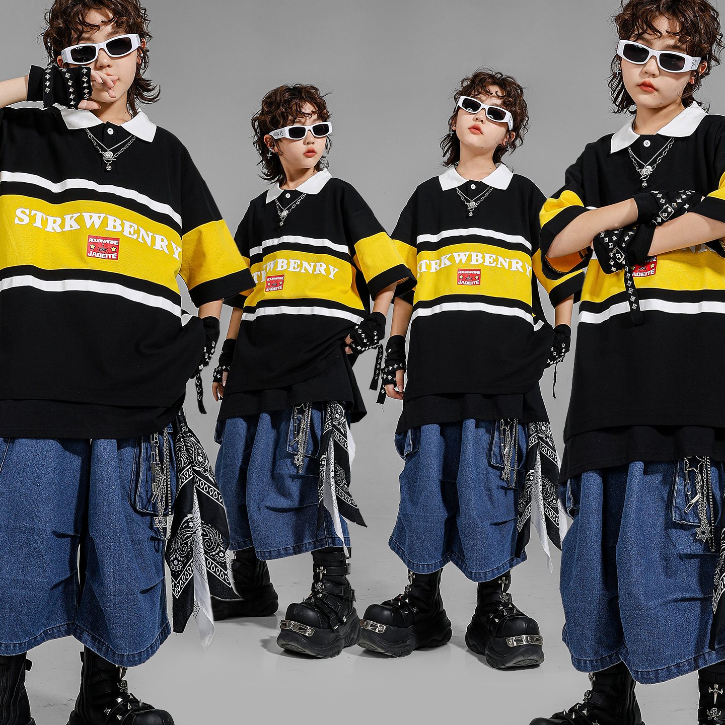 儿童街舞潮服嘻哈潮牌短袖POLO