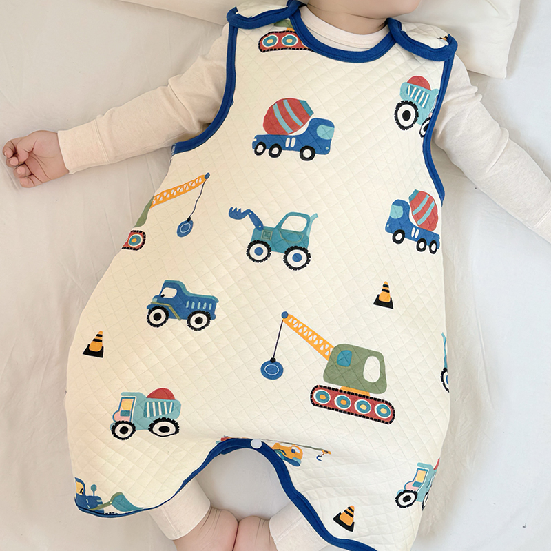 春儿童夹棉睡袋宝宝纯棉连体睡衣儿童无袖马甲背心睡袍四季防踢被