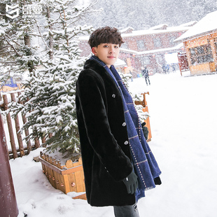 6037貂皮大衣男宝嘉美金牌黑貂中长款 商务 翻领西服大衣时尚