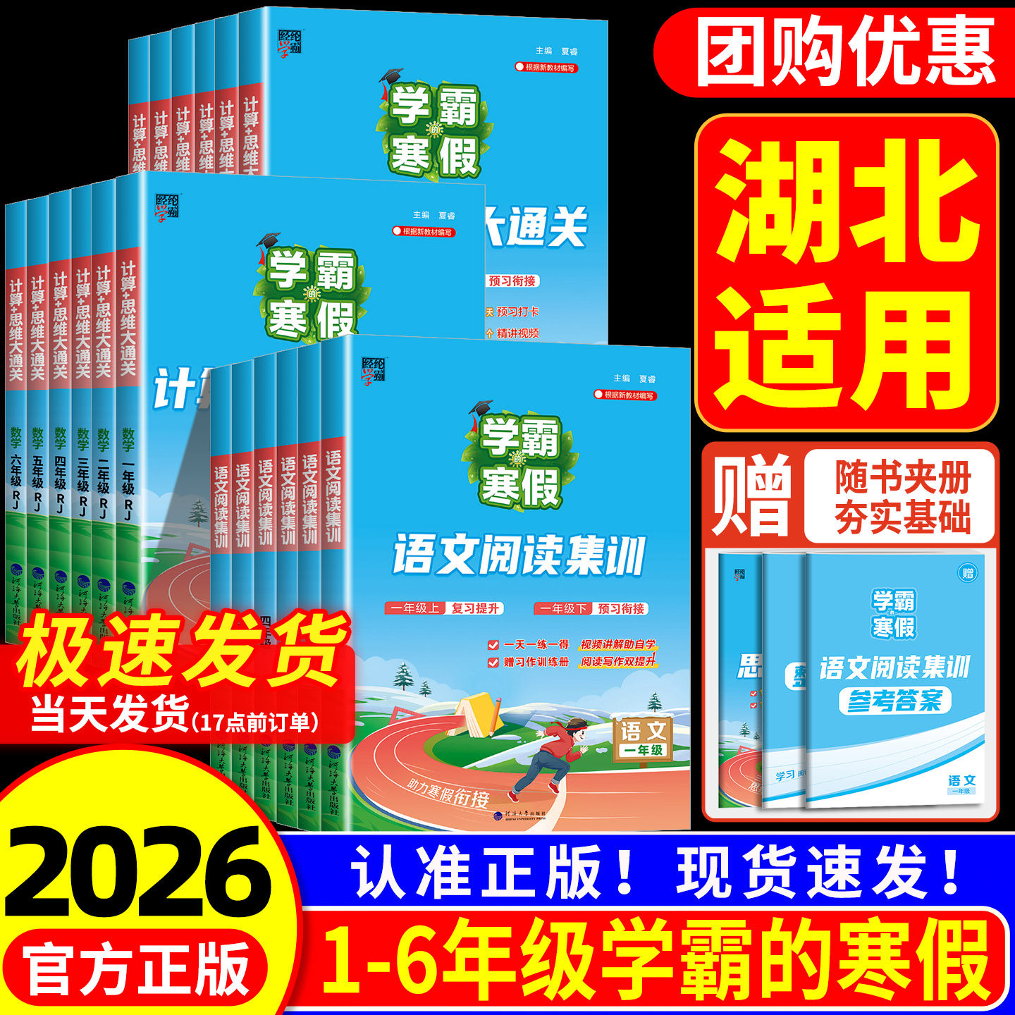 湖北适用 学霸的暑假衔接作业一升二升三升四升五升六年级语文阅读集训数学计算思维题大通关人教版 小学假期专项同步训练题一本通