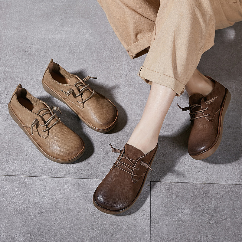 2025春季上新复古森系单鞋女平底一脚蹬浅口女鞋圆头森系妈妈鞋