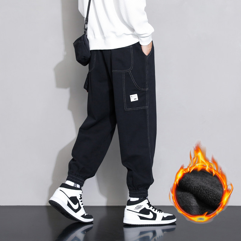 2023冬季加绒加厚保暖工装裤束脚裤休闲裤潮男明线HR919A-P60,男装休闲裤,星座204-1
