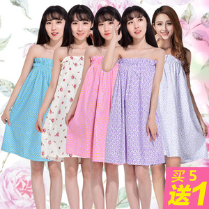 美容院养生馆抹胸纯棉浴裙浴袍夏秋季全棉裹胸睡裙女款汗蒸服睡衣