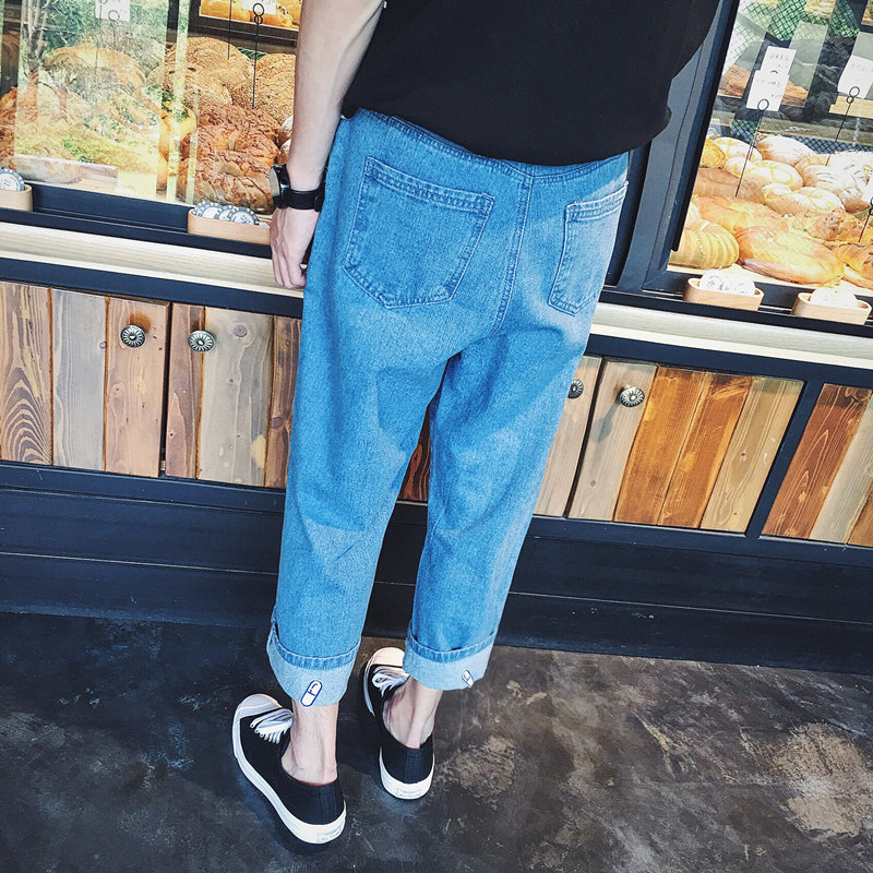 Jeans pour adolescent droite en vrac en coton pour Quatre saisons - Ref 1461459 Image 1