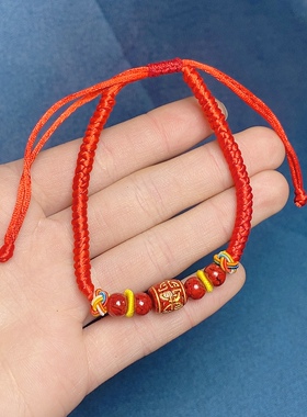 玉阅珠宝朱砂红绳手链本命年转运
