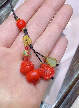 新年红小马编织绳手机挂件