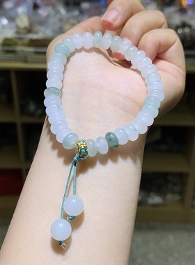 天然白玉算盘珠手串女