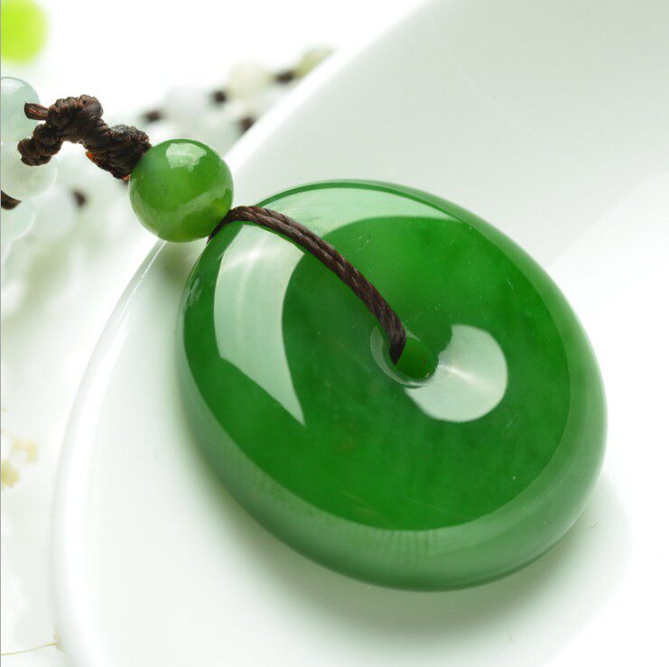 老坑平安扣全新菠菜绿碧玉现货