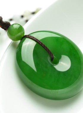 老坑平安扣全新菠菜绿碧玉现货