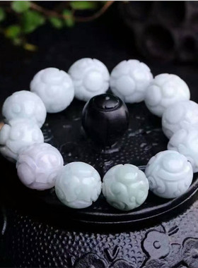 A货翡翠镂空编织路路通玉石手串