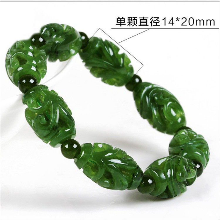 玉石和田玉手链碧玉男士手串菠菜绿路路通男女款
