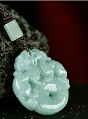缅甸翡翠双貔貅挂件玉石吊坠现货