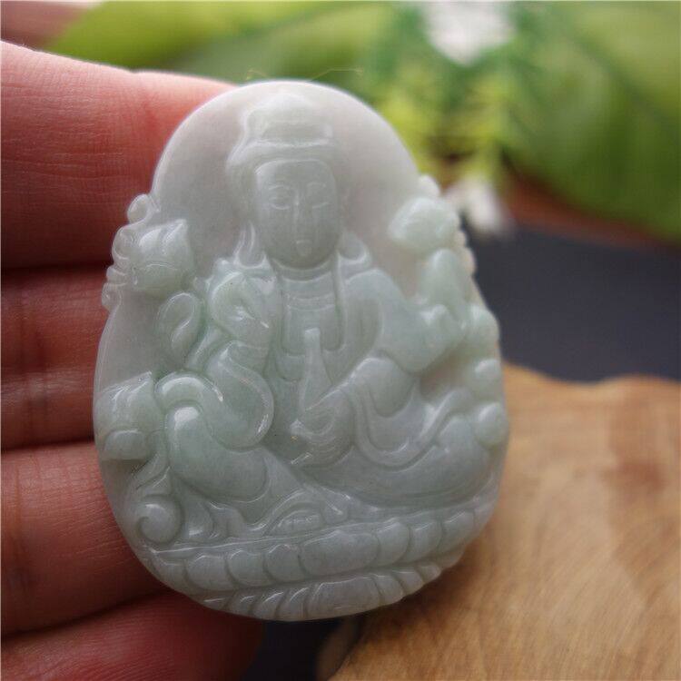 缅甸A货翡翠观音玉坠吊坠正品玉莲花观音玉石大吊坠项链男款