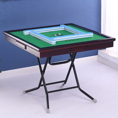 可折叠实木边框宿舍麻将桌子餐桌两用绒布棋牌桌面家用手动手搓麻
