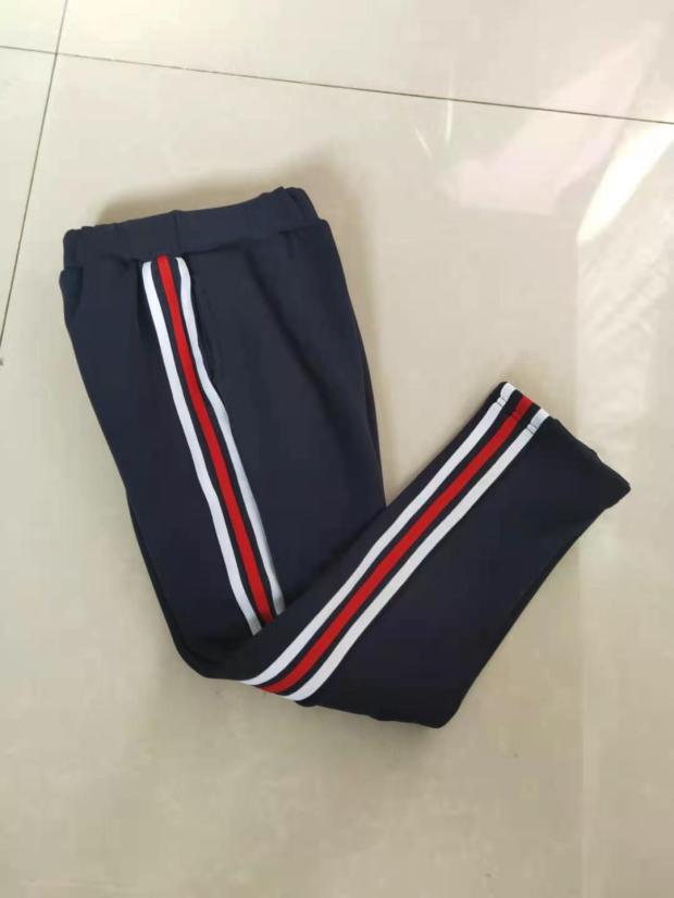 春秋冬纯棉中高小学生校服裤子运动裤藏蓝色白红三道杠校裤纯棉