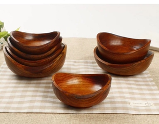 料理碗 零食碗，小菜碟，金宝碗木制元宝碗瓜子果盆 木碗干果摆件