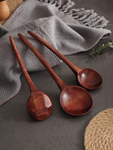 木质干饭勺日式木勺子吃饭用吃播嗦粉勺长柄拉面勺螺蛳粉木头汤勺