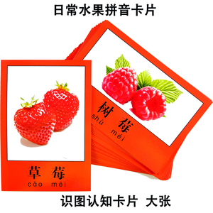 幼儿园水果拼音认字卡片儿童启蒙教具教师教学学生用品加磁铁磁性