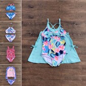 防晒UPF50 出口原单女童连体泳衣裤 外贸儿童宝宝分体比基尼游泳装