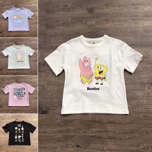 【亲子装】出口日单海绵宝宝男童女童纯棉T恤衫外贸原单儿童短袖