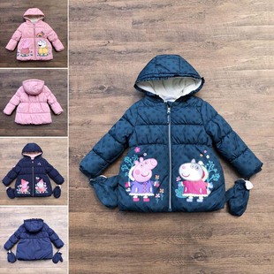 出口英国冬装新款女童装卡通棉服棉袄外贸原单小中童宝宝儿童棉衣