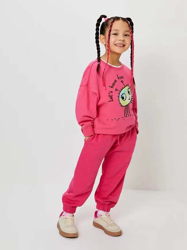 出口俄单女童宽松运动裤休闲