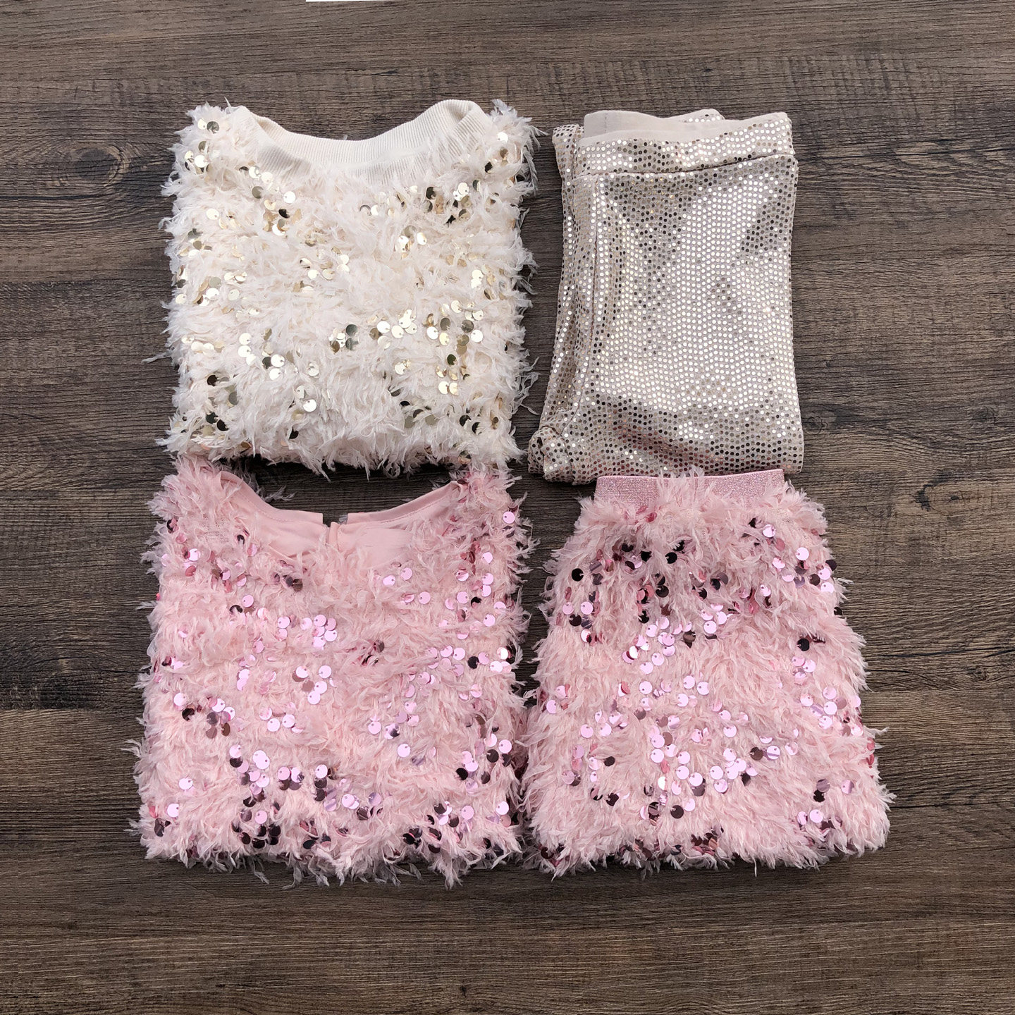 NE.XT女童羽毛针织衫短裙套装