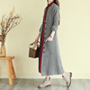 Retro literature sweater coat Autumn and winter Mid length version Overknee Ladies knitting Cardigan Lazy Easy Outside the ride