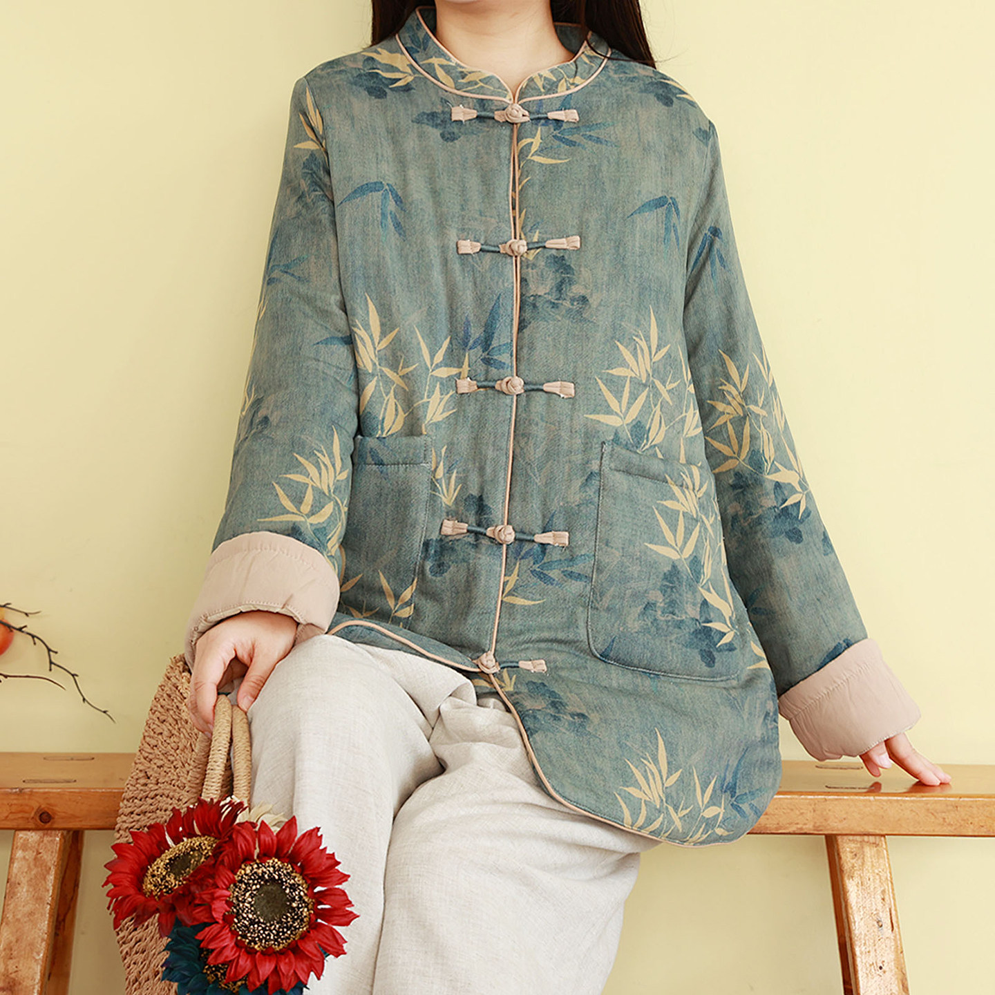 新中式国风立领盘扣印花棉衣女冬季中长款宽松棉袄子加厚夹棉外套,女装/女士精品,棉衣/棉服,淘宝优惠券,粉丝福利购,淘宝优惠卷