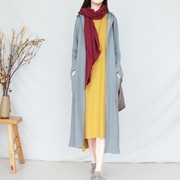 复古文艺针织开衫外套秋冬中长款连帽毛衣外套外搭风衣宽松森女系