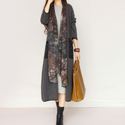 复古文艺女式风衣外套气质长款秋冬装长袖假两件宽松外搭大衣开衫