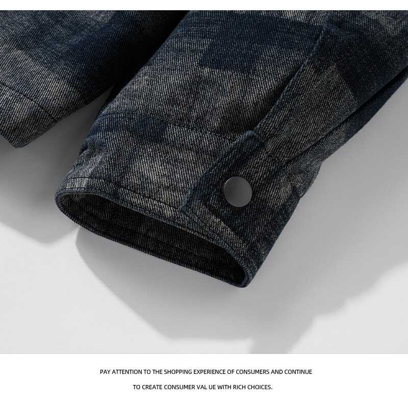 2025秋装复古格纹牛仔外套男夹克男上衣服JK2289-P95,男装工装外套,电商D236-1（原A051-1）