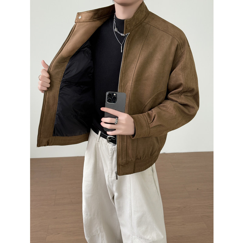 90白鸭绒麂皮绒羽绒服男士加厚夹克外套YR5001-P220,男装夹克,电商D236-1（原A051-1）