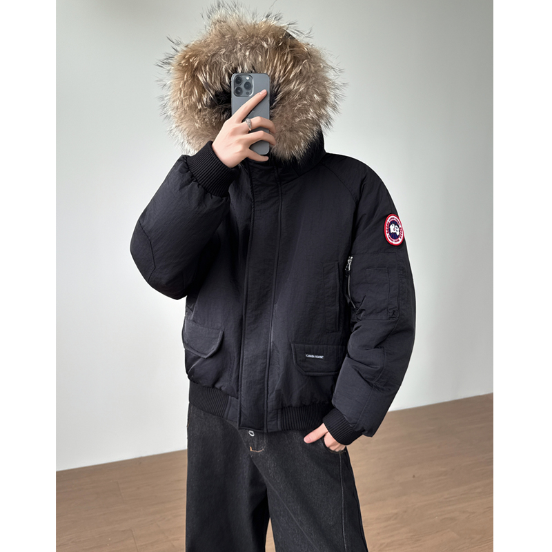 大鹅羽绒服男短款派克服可拆卸貂子毛领外套YR827-P280，男装羽绒服，电商D236-1（原A051-1）