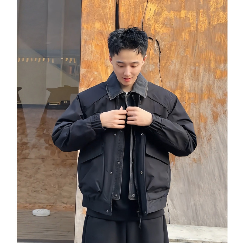 牛仔假两件拼接加棉夹克外套男JK2597-P125,男装夹克,电商D236-1（原A051-1）