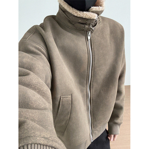 皮毛一体棉服麂皮绒羊羔绒夹克男装冬季外套MY237-185图片