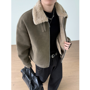 皮毛一体棉服麂皮绒羊羔绒夹克男装冬季外套MY237-185图片