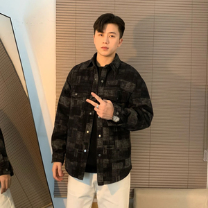 复古格纹牛仔外套男夹克男上衣服JK2289-P95
