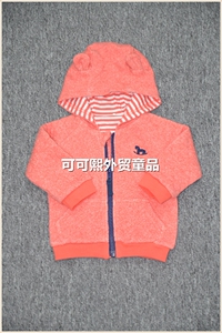 出口欧美原男女宝宝纯棉春秋款拉链连帽外套婴儿帽衫上衣薄棉66