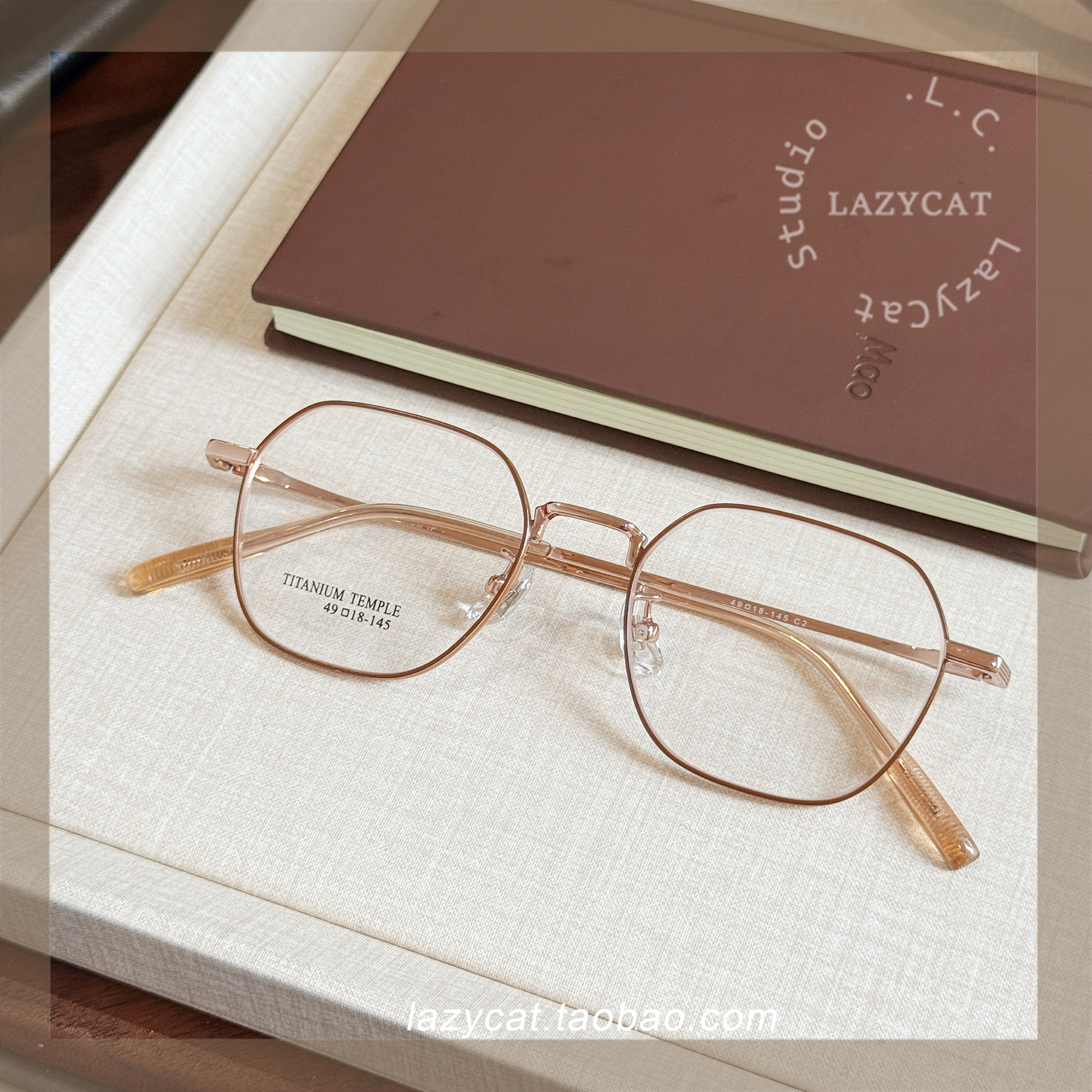 复古多边形钛架眼镜框女显脸小