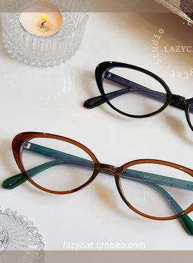53mm复古猫眼眼镜框TR90小框防蓝光女可配近视度数眼镜架素颜男