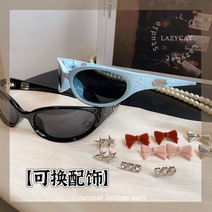 Jennie同款 联名DONUT发箍墨镜GM男女UV400骑行猫眼太阳镜配饰可换