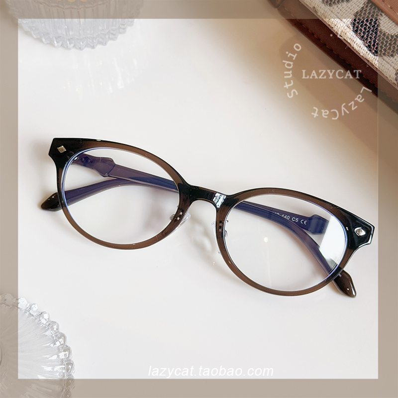 椭圆复古眼镜框女文艺潮防蓝光