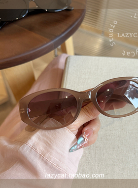 韩系椭圆猫眼偏光墨镜女甜酷辣妹