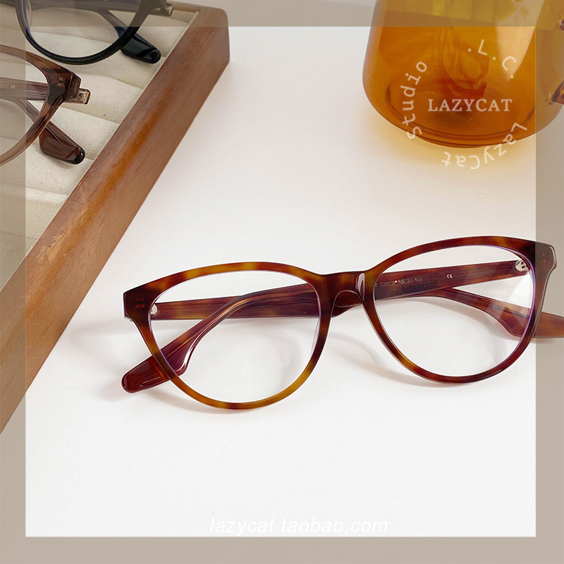 猫眼玳瑁色近视眼镜女21g板材