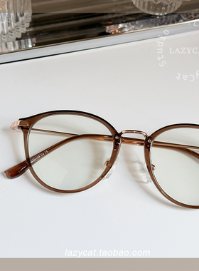 49mm复古韩系茶色方圆眼镜框女可配度数防蓝光近视眼镜架小脸男