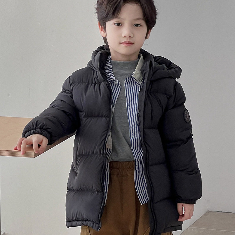 2026新款男童羽绒服加厚中长款90白鸭绒儿童保暖带帽宽松外套